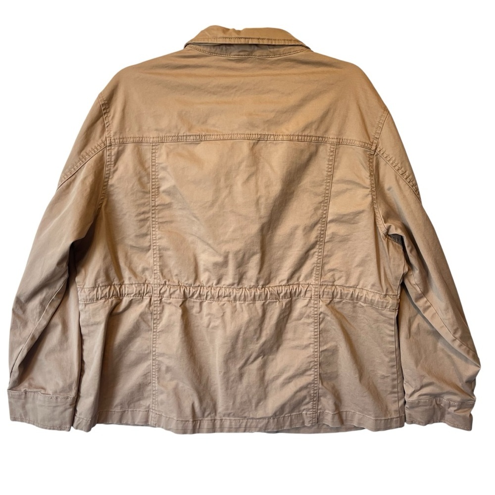 Time and Tru Utility cargo jacket XL 16 18 Cinch drawstring waist Beige Cotton - Picture 3 of 9